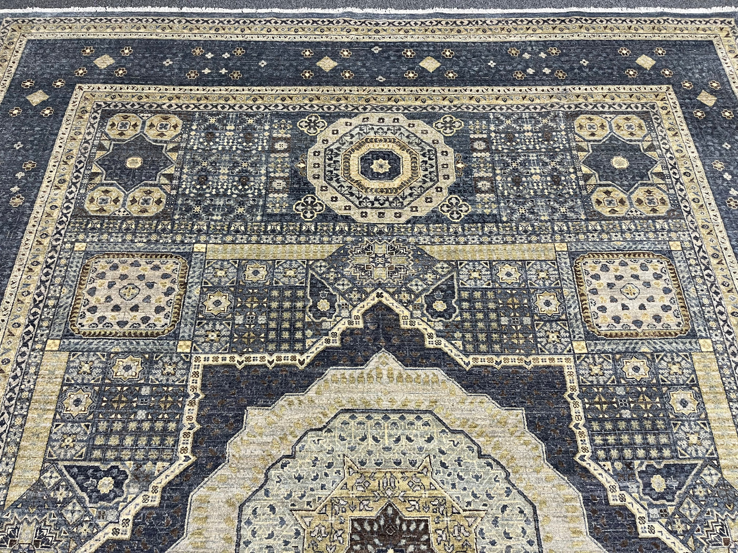 Mamluk 9X12 Gray Multicolor Handmade Wool Rug # 14574