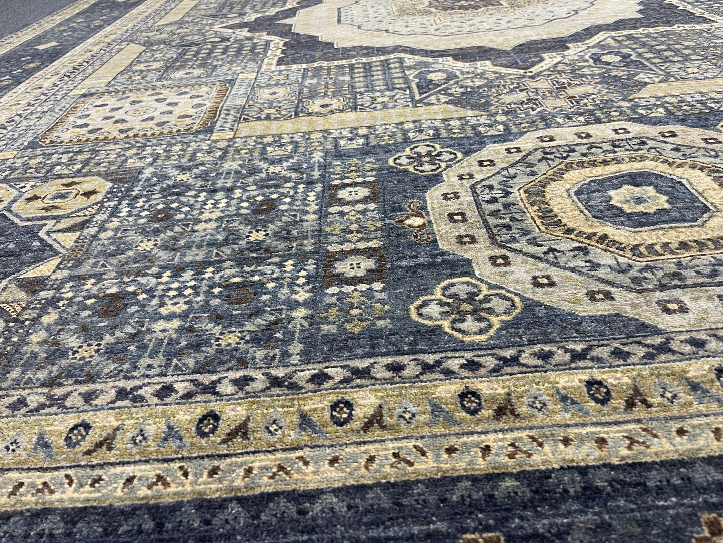 Mamluk 9X12 Gray Multicolor Handmade Wool Rug # 14574