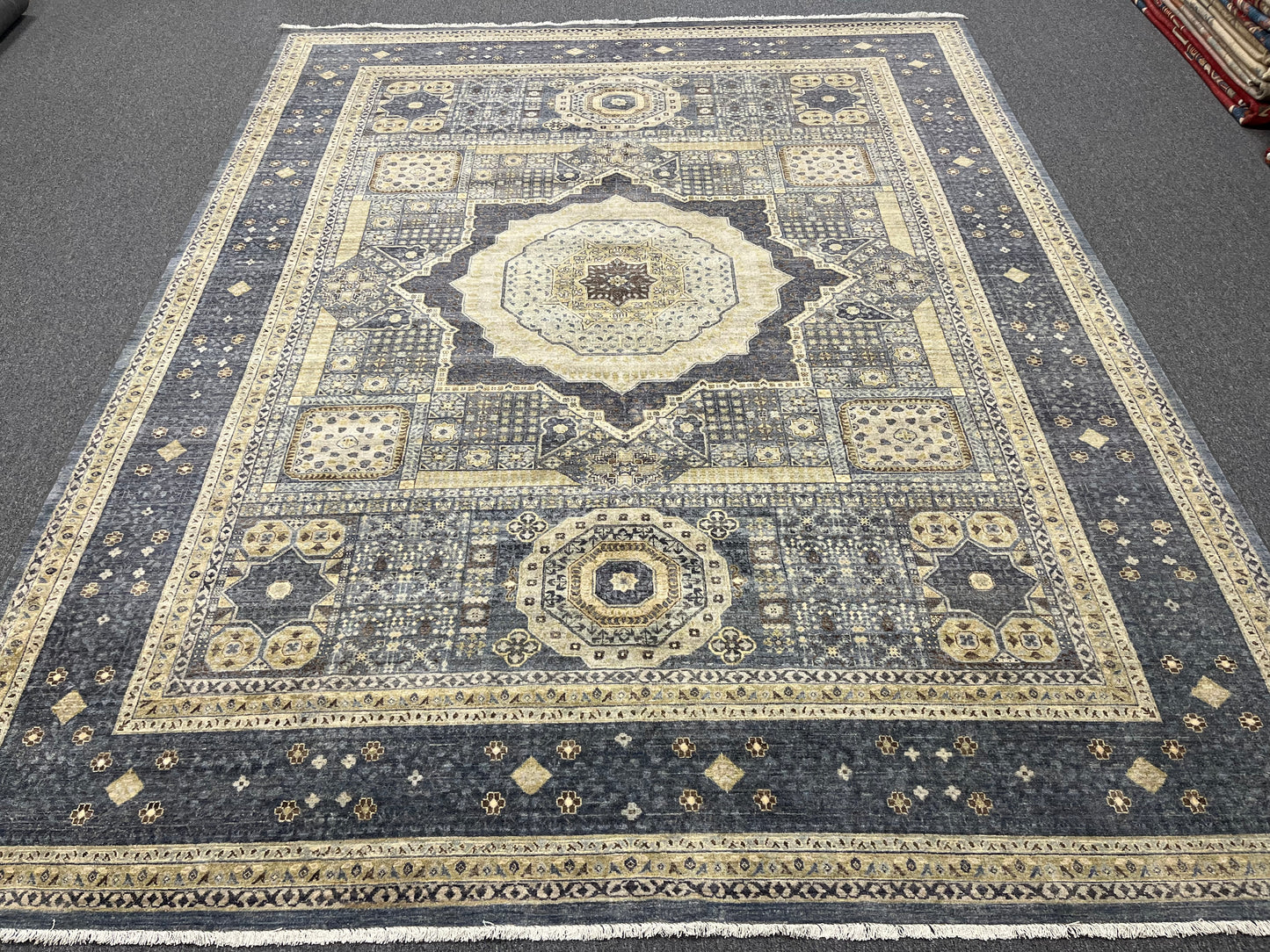 Mamluk 9X12 Gray Multicolor Handmade Wool Rug # 14574