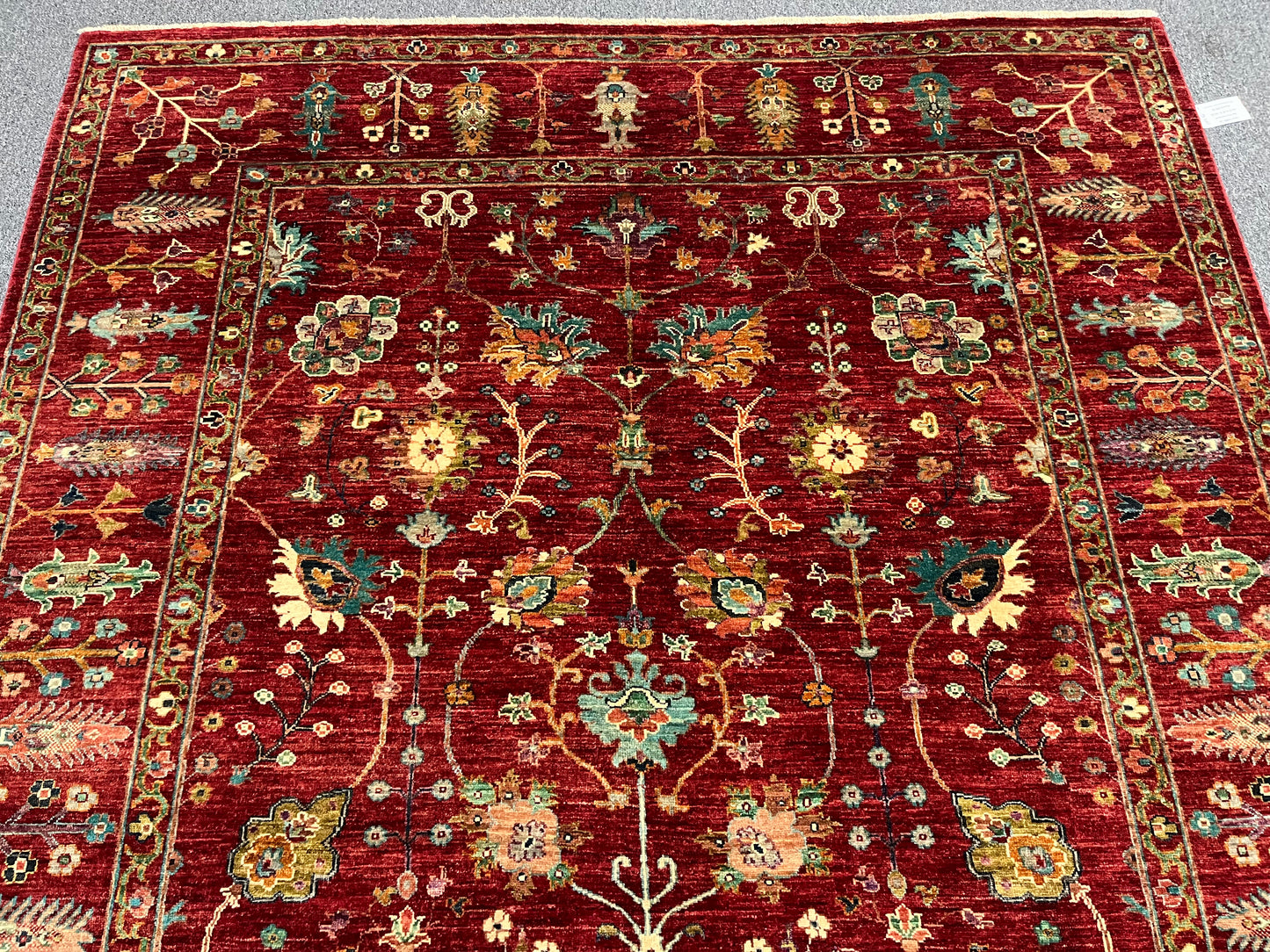 Red/Green Multicolor 7X10 Handmade Wool Rug # 14586
