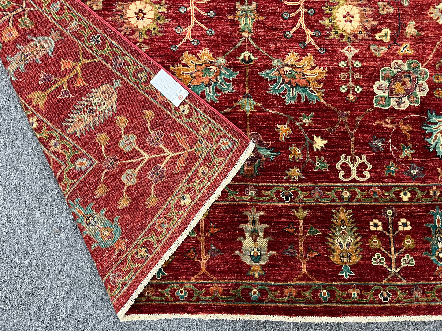 Red/Green Multicolor 7X10 Handmade Wool Rug # 14586