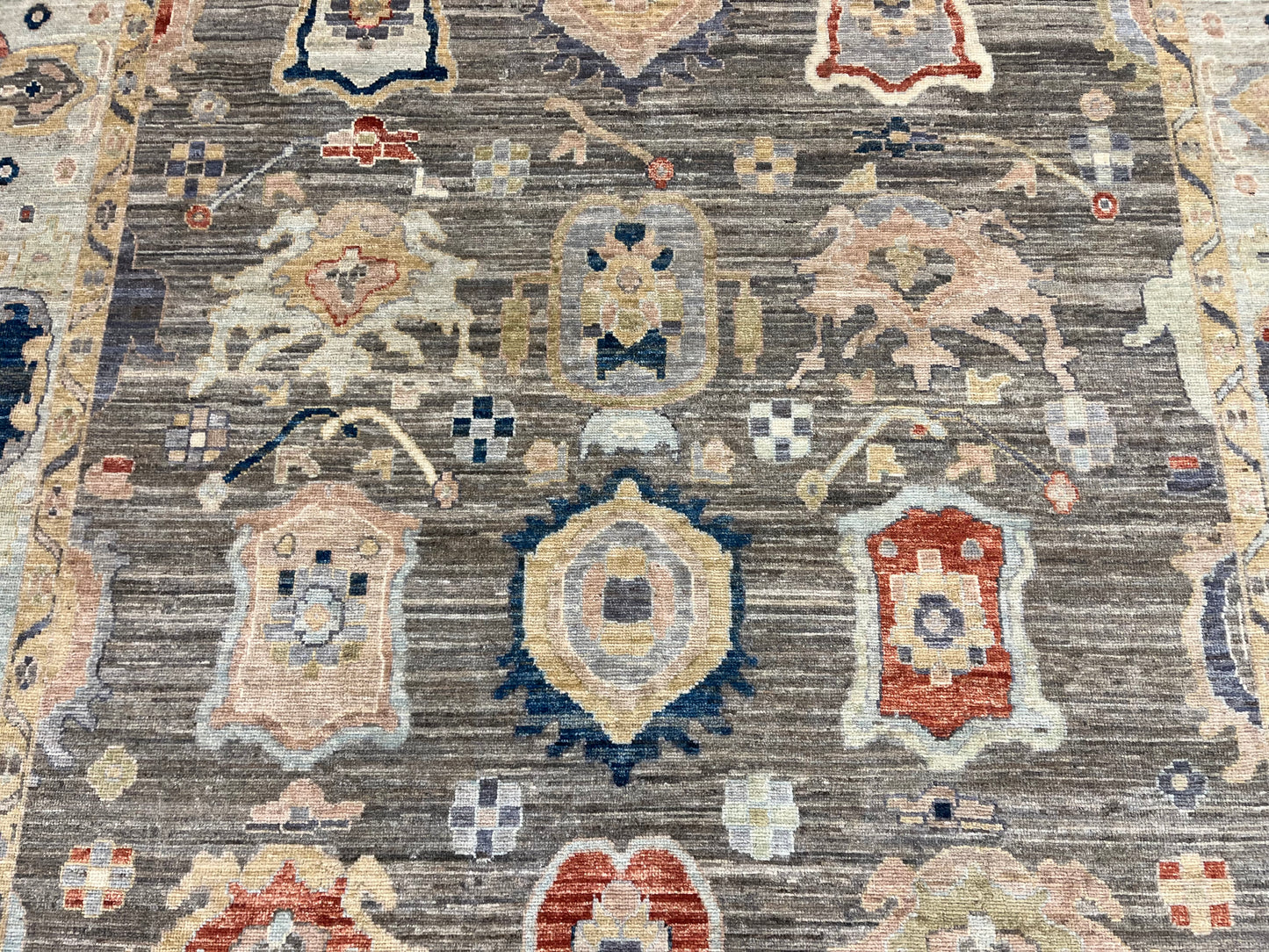 Gray/Turquoise blue Oushak 8X10 Handmade Wool Rug # 14596