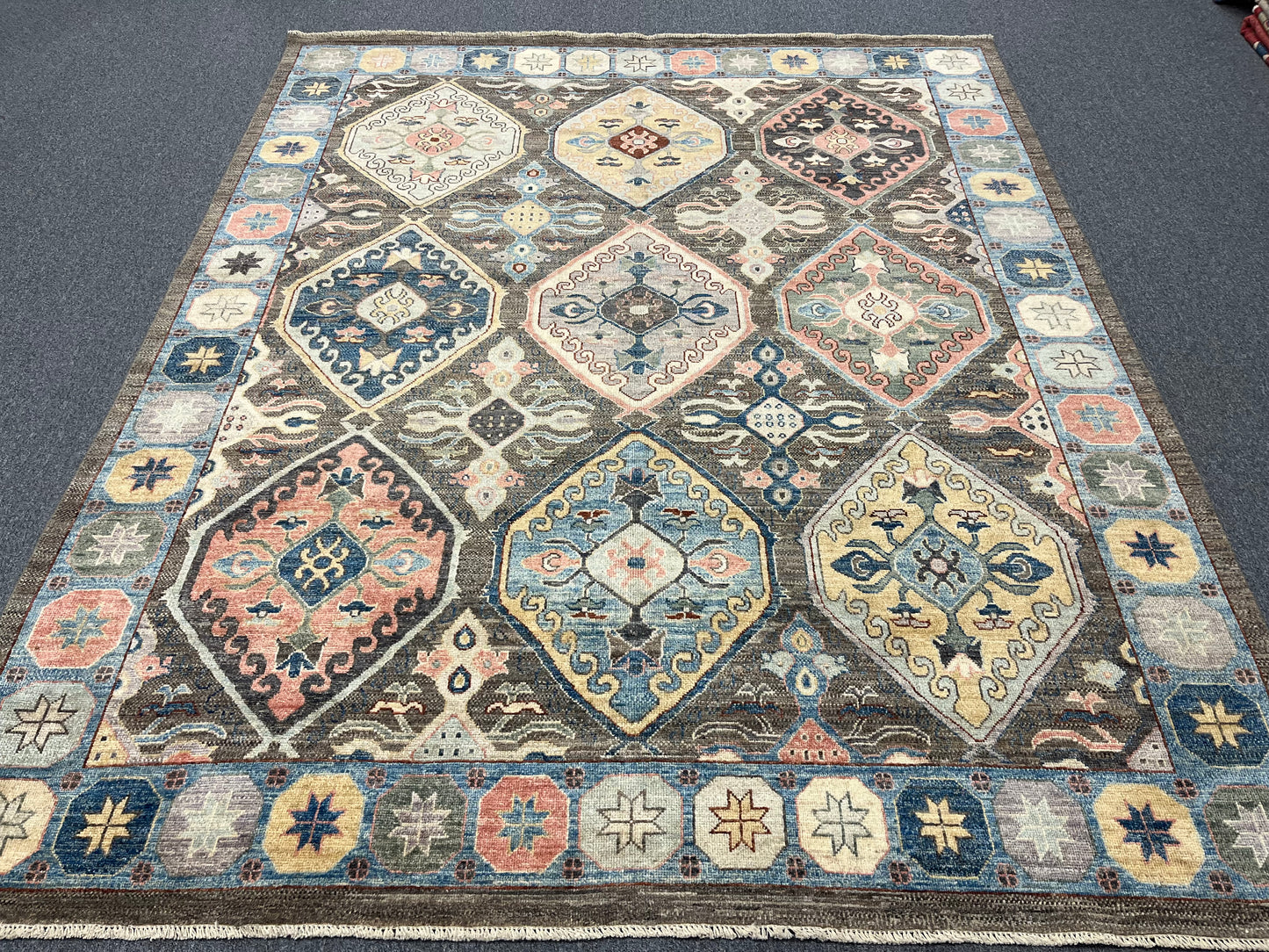 Gray Oushak 8X10 Handmade Wool Rug # 14597