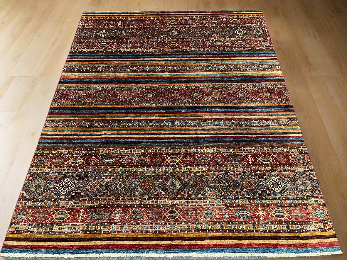 8X10 Khurjin Multicolor Handmade Wool Rug # 14565