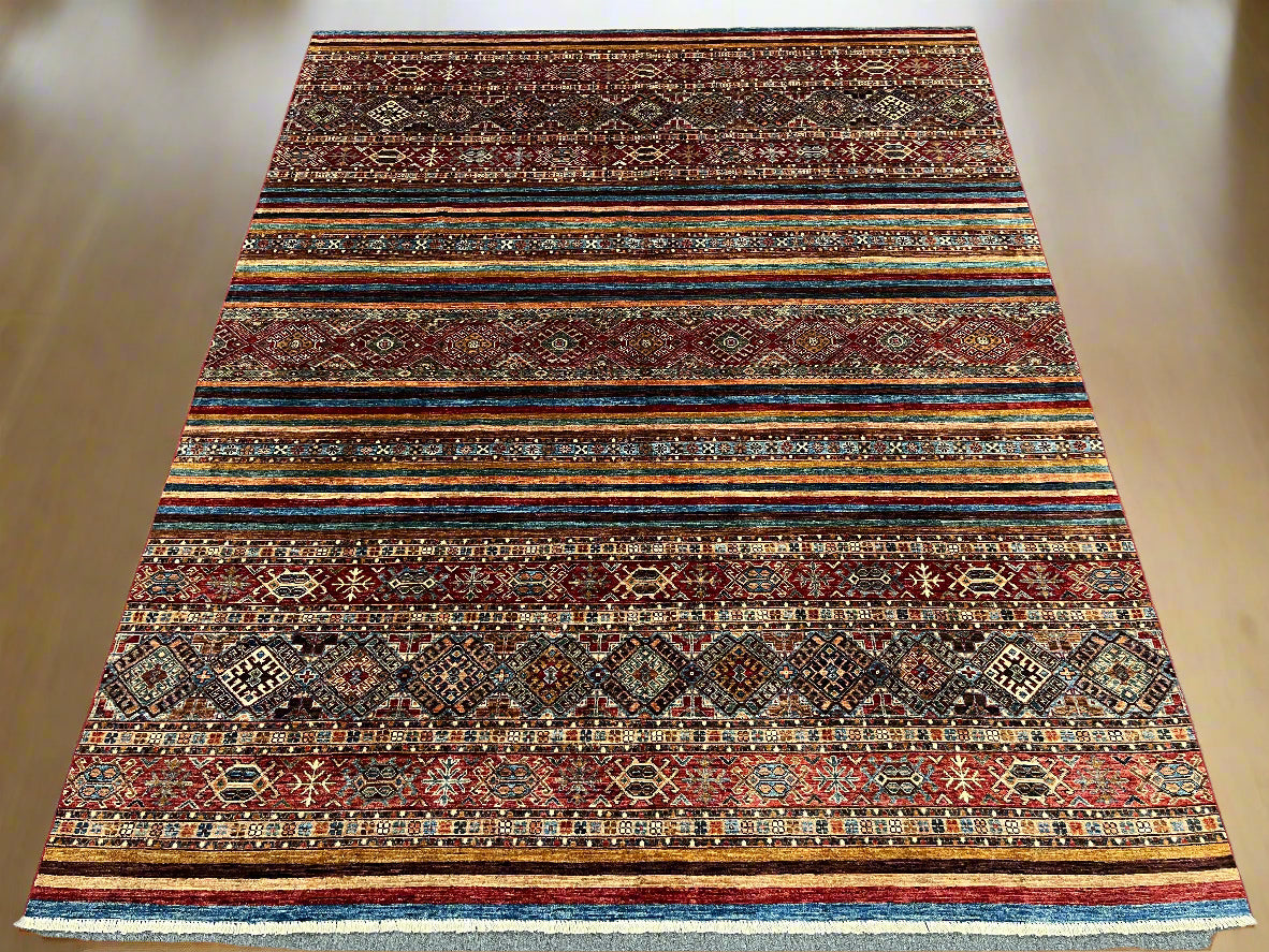 8X10 Khurjin Multicolor Handmade Wool Rug # 14565