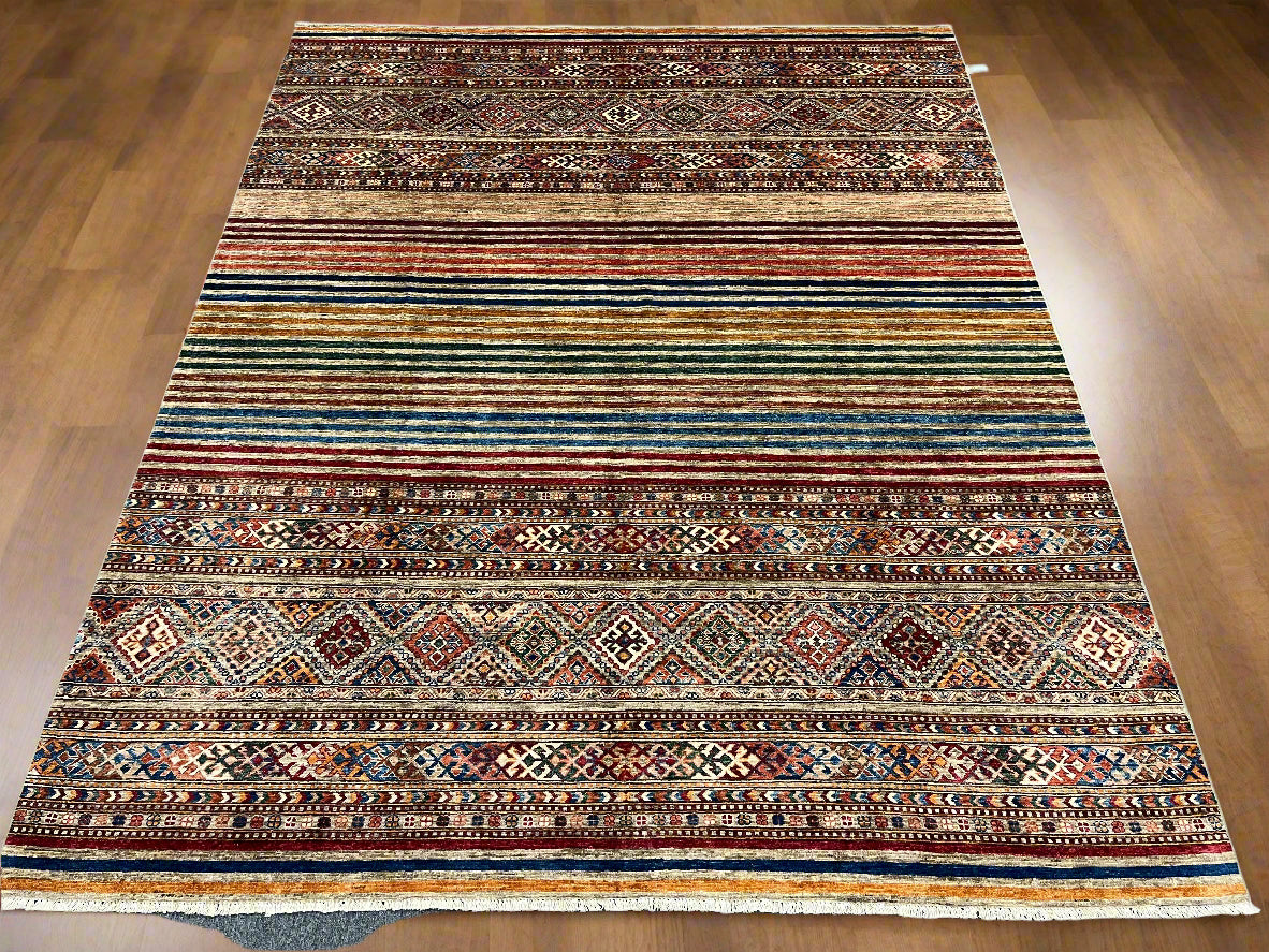 8X10 Khurjin Multicolor Handmade Wool Rug # 14564