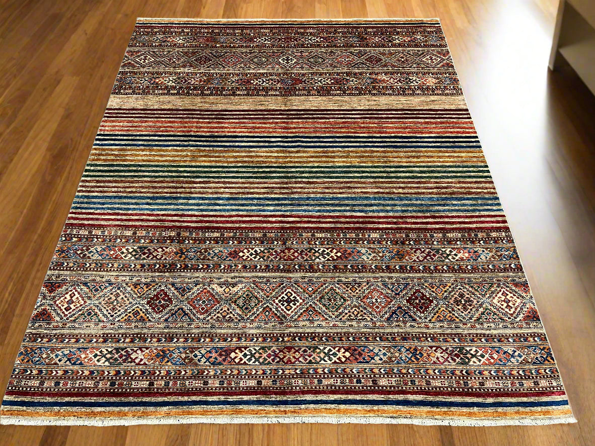8X10 Khurjin Multicolor Handmade Wool Rug # 14564