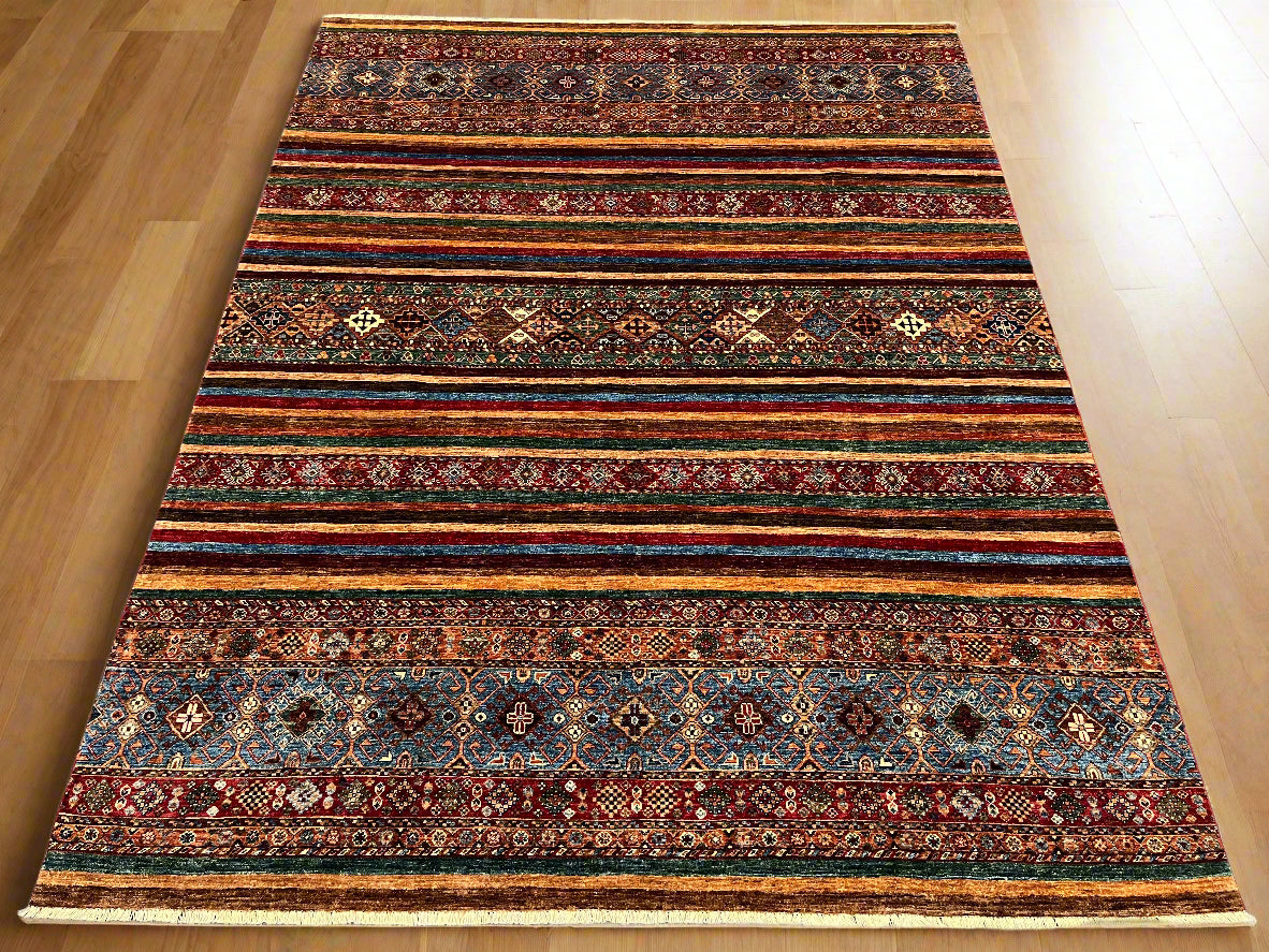 8X10 Khurjin Multicolor Handmade Wool Rug # 14561
