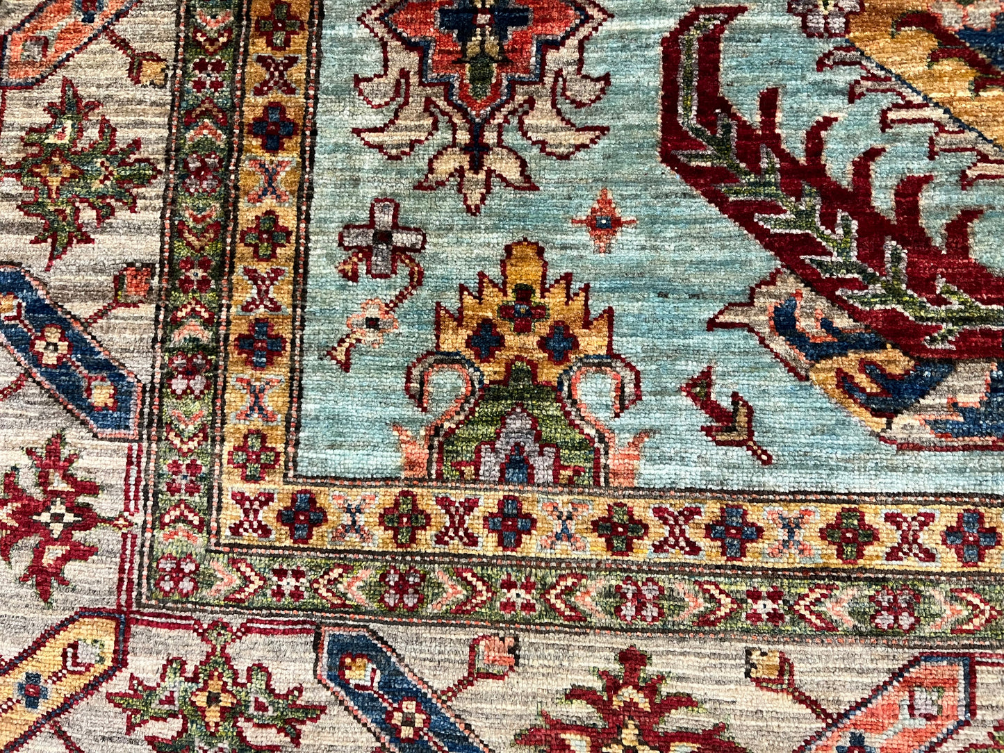 Super Kazak Light Blue 6X8 Handmade Wool Rug # 14573