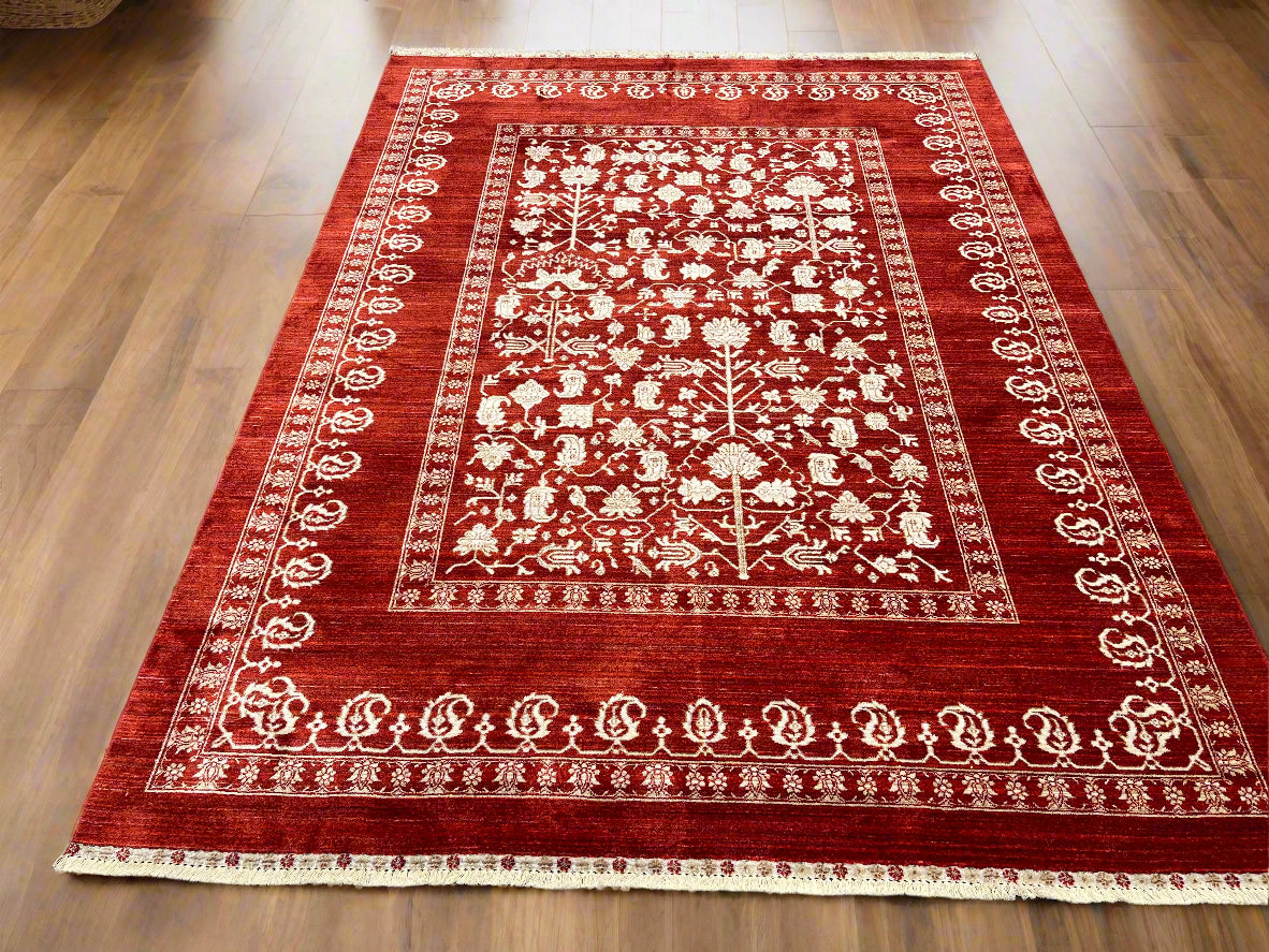 6X9 Red/Beige Bakshaish Design Area Rug # 14604