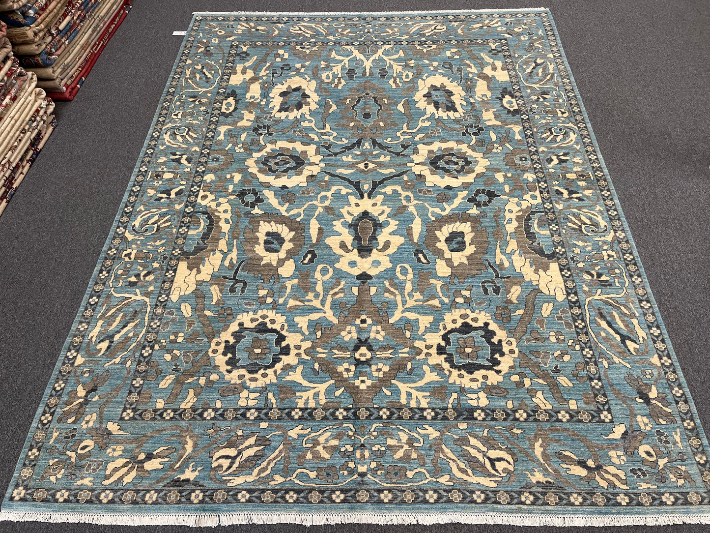 Light Mint Blue 9X12 Oushak Handmade Wool Rug # 11878
