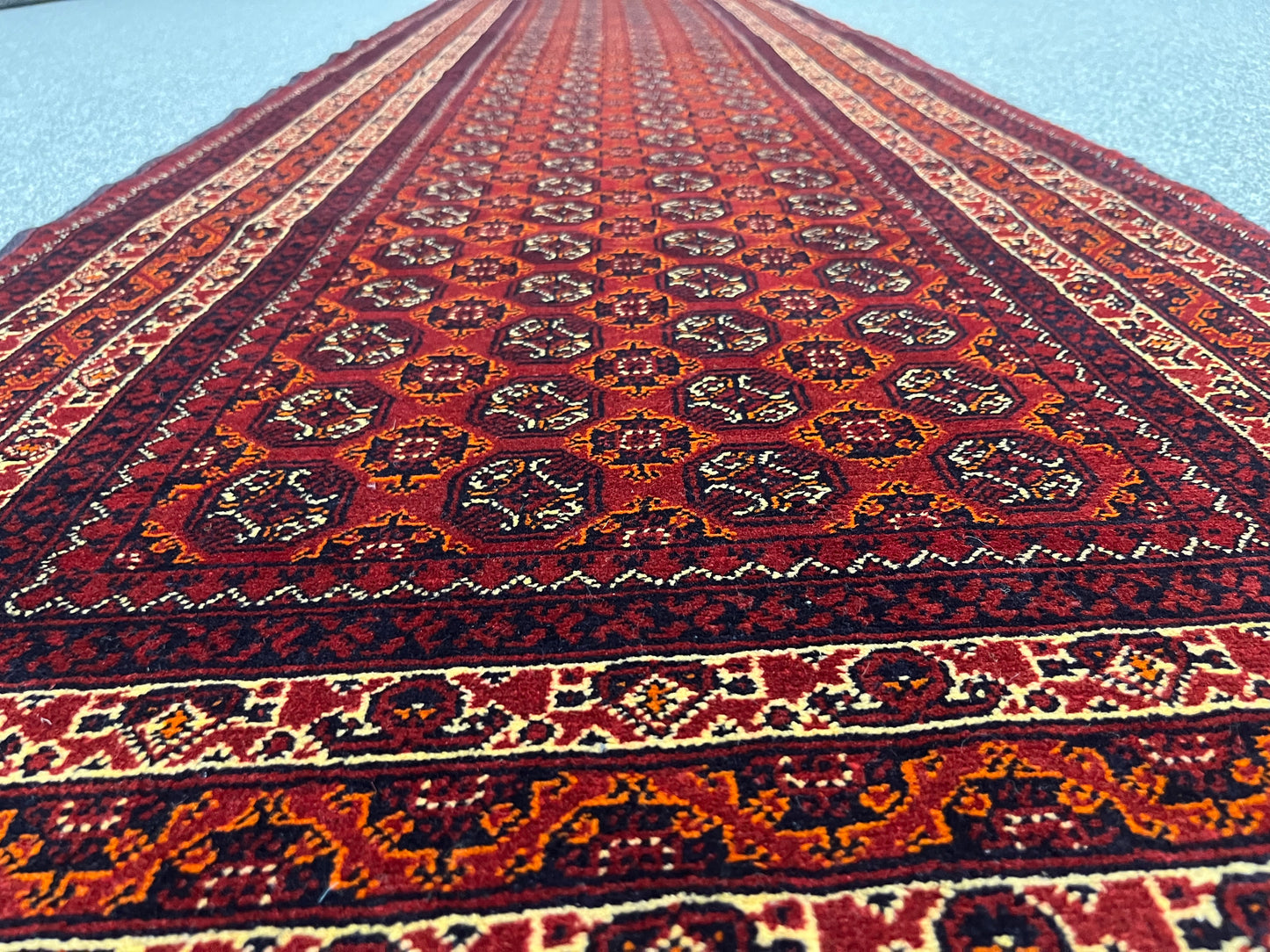 Red Runner 3X9 Tribal Turkmen Handmade Wool Rug # 13483