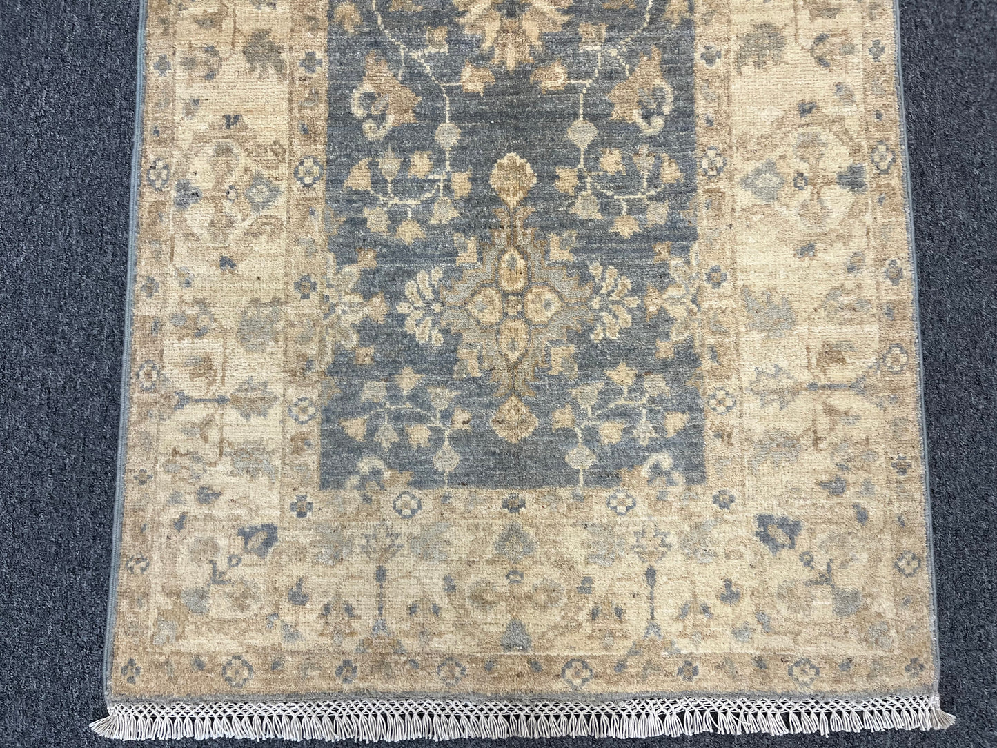 Gray Oushak Runner 3'X10' Handmade Wool Rug # 14280