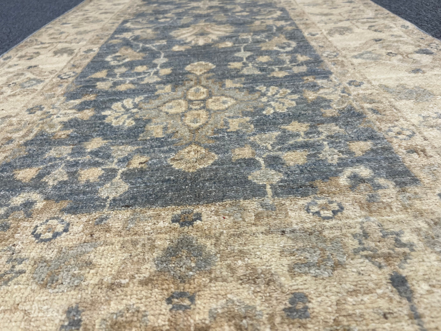 Gray Oushak Runner 3'X10' Handmade Wool Rug # 14280