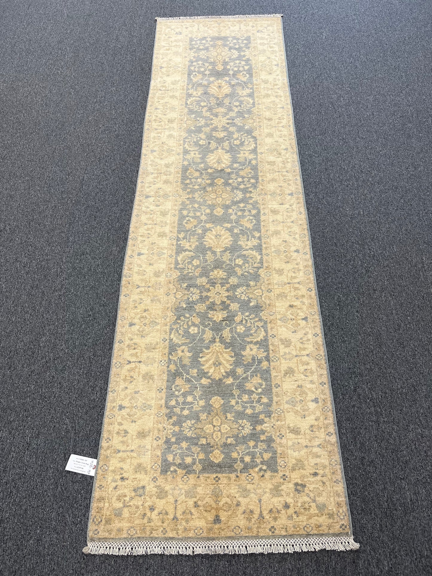Gray Oushak Runner 3'X10' Handmade Wool Rug # 14280