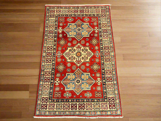 3X5 Kazak Tribal Handmade Wool Rug # 13874