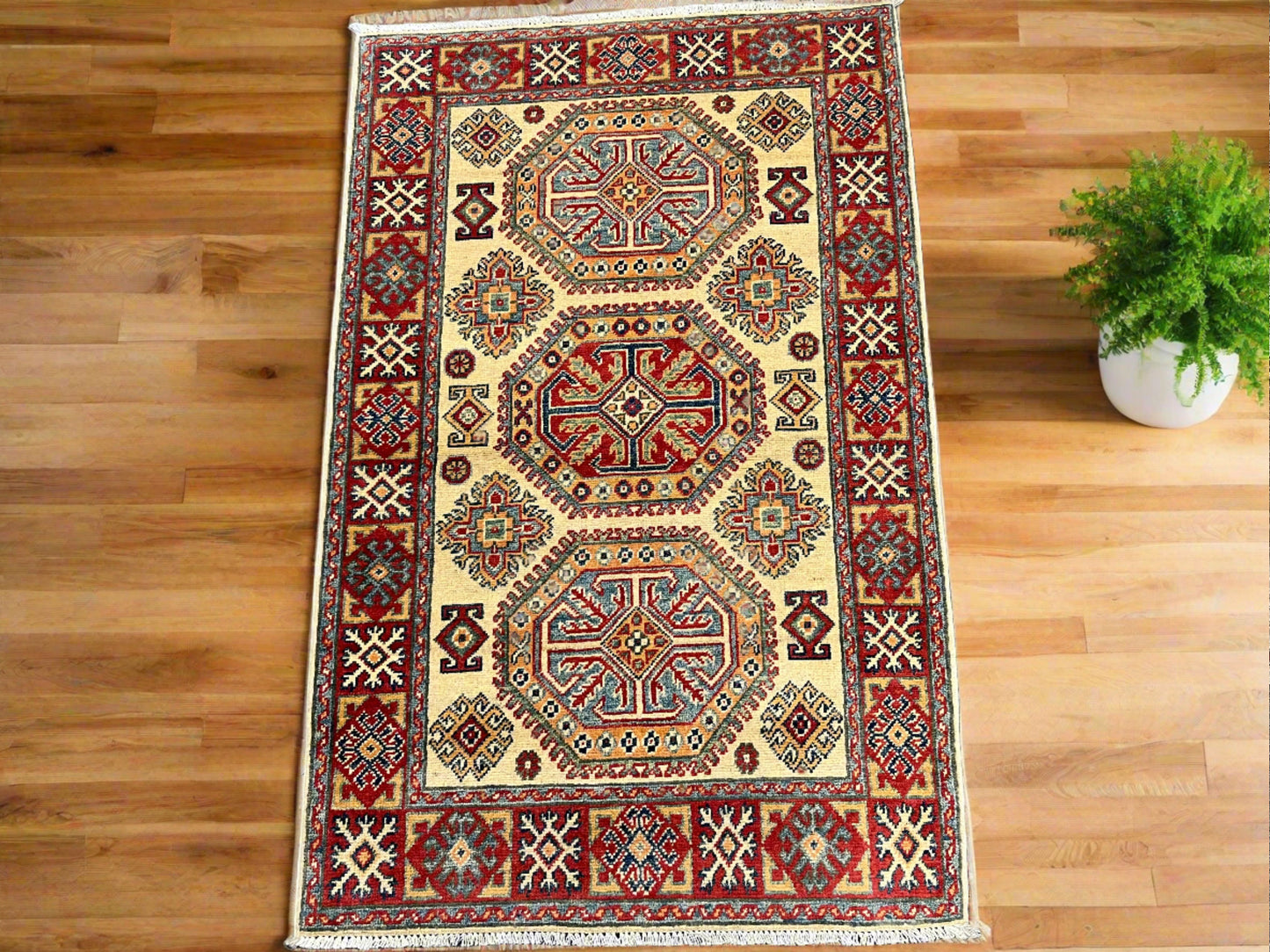 3X4 Kazak Handmade Wool Rug # 13867