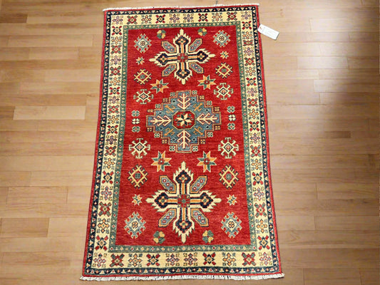 3X5 Kazak Tribal Handmade Wool Rug # 13854