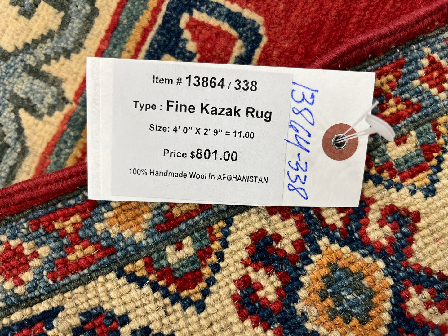 3X4 Kazak Handmade Wool Rug # 13864