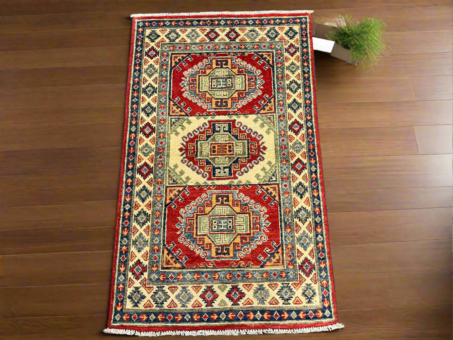 3X4 Kazak Handmade Wool Rug # 13863