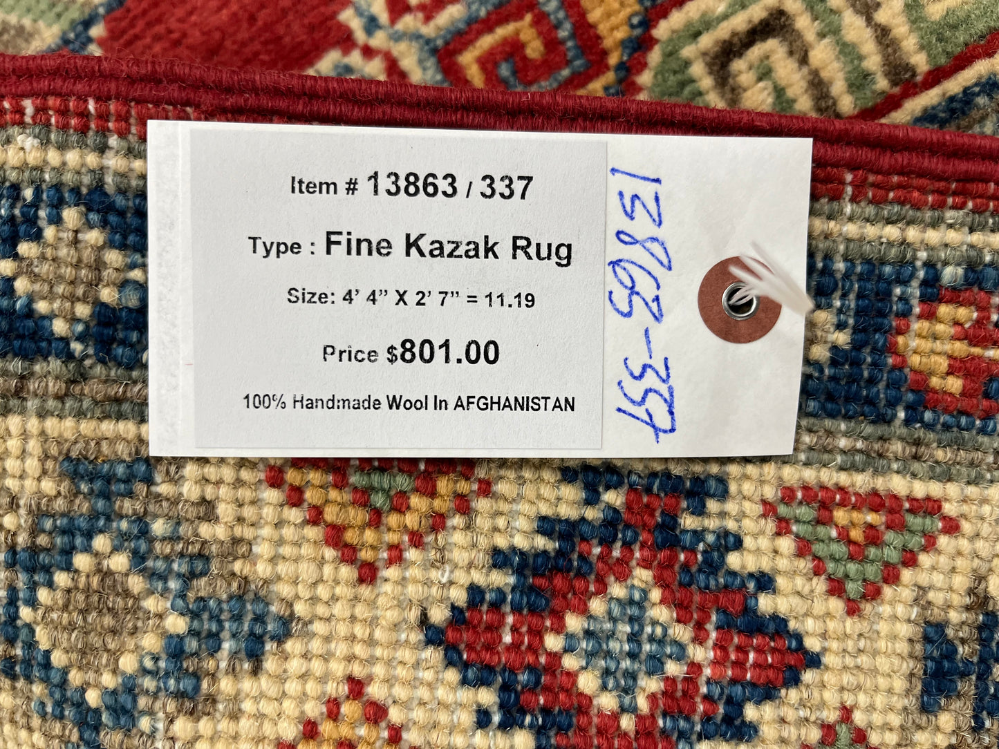 3X4 Kazak Handmade Wool Rug # 13863