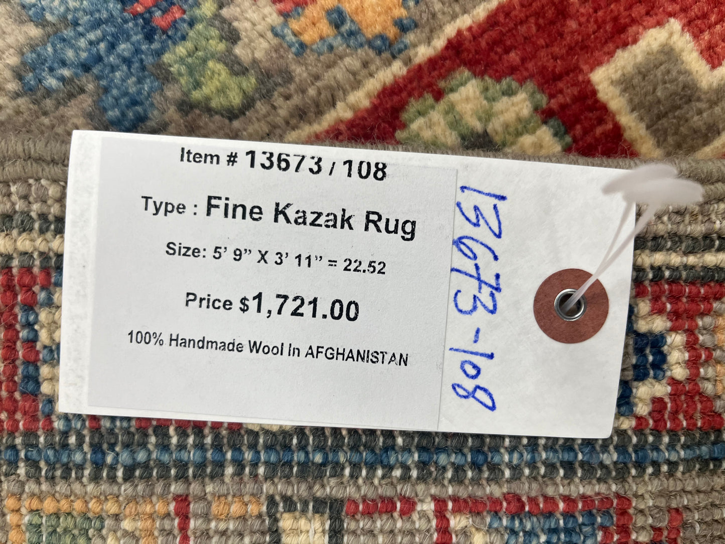 4X6 Kazak Handmade Wool Rug # 13673