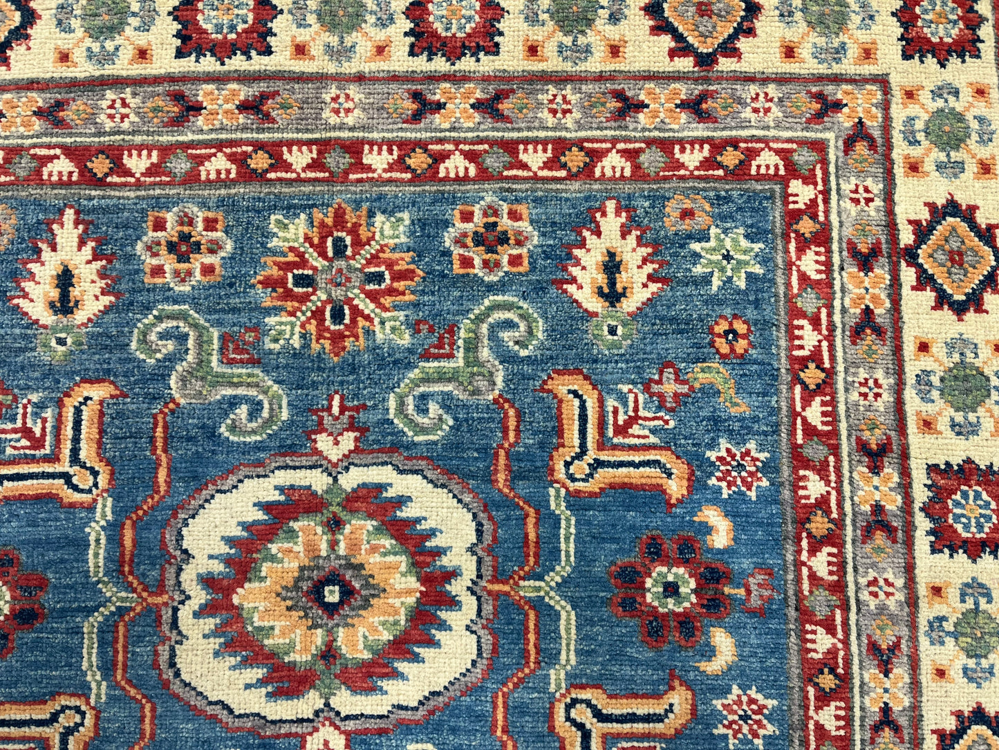 4X6 Light blue Kazak Handmade Wool Rug # 13666