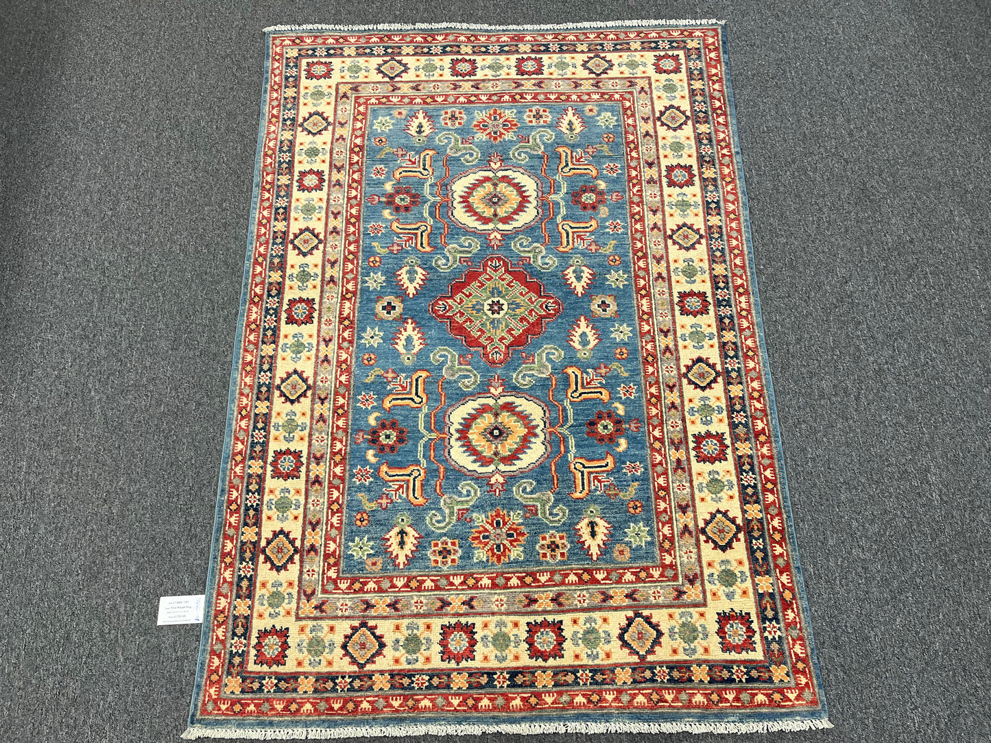 4X6 Light blue Kazak Handmade Wool Rug # 13666