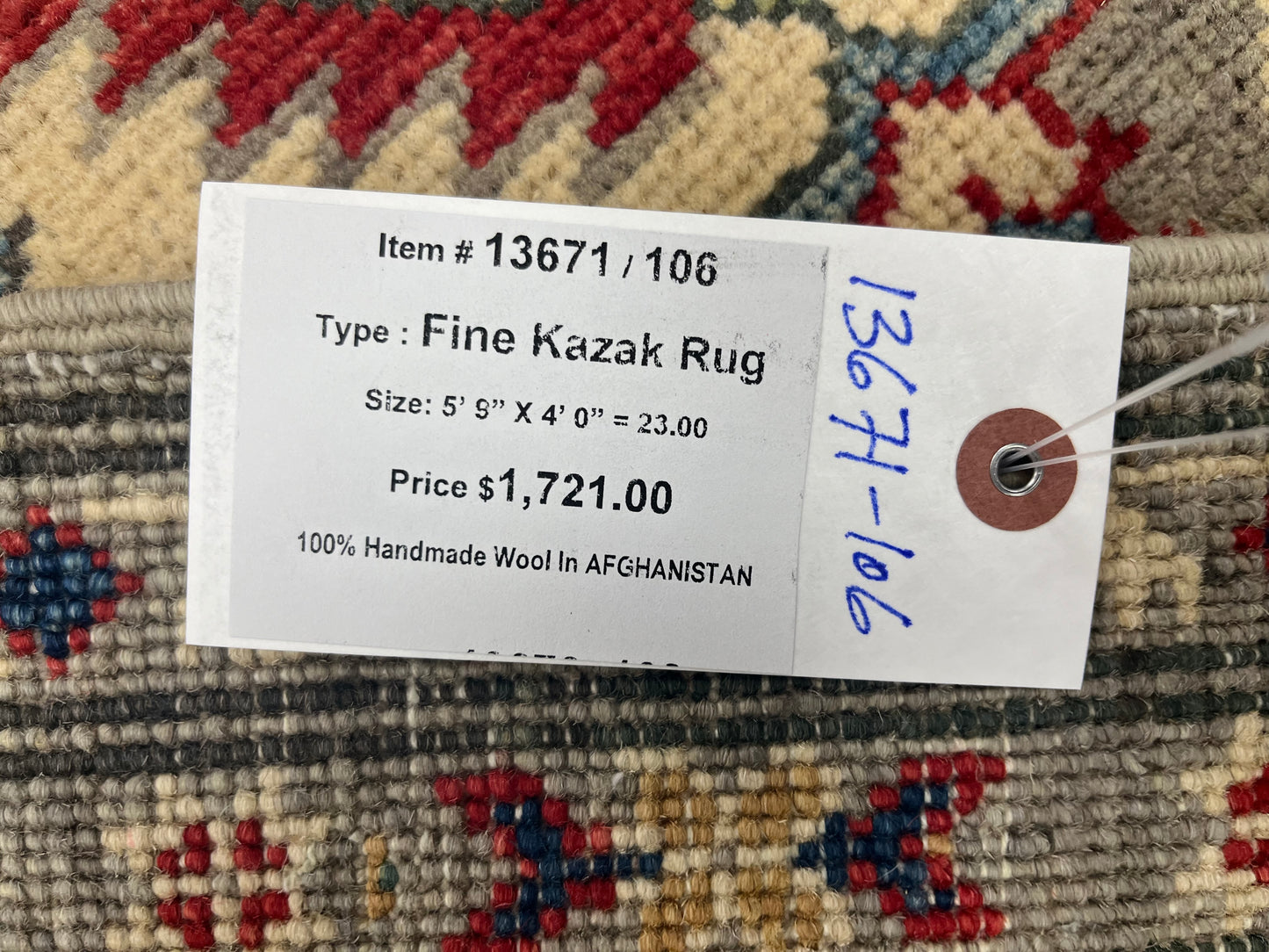 4X6 Kazak Handmade Wool Rug # 13671