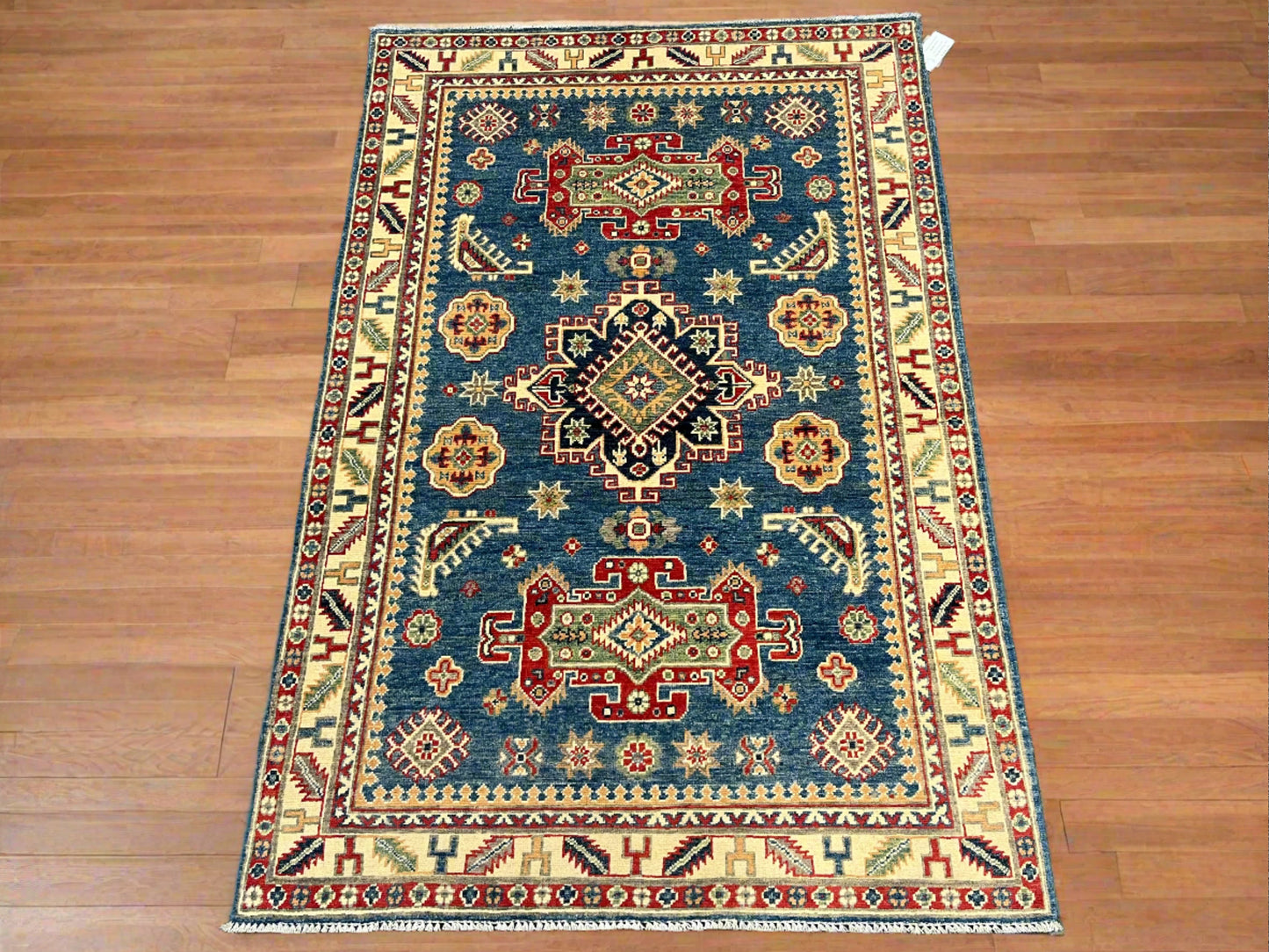 4X6 Kazak Light Blue Handmade Wool Rug # 13604