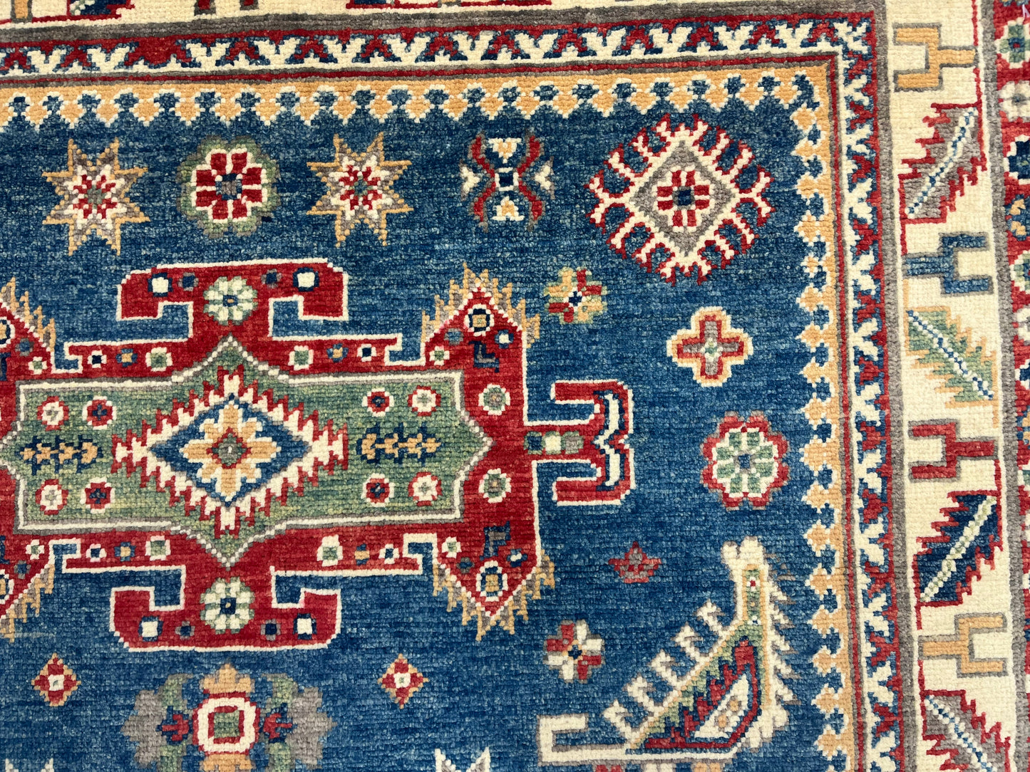 4X6 Kazak Light Blue Handmade Wool Rug # 13604