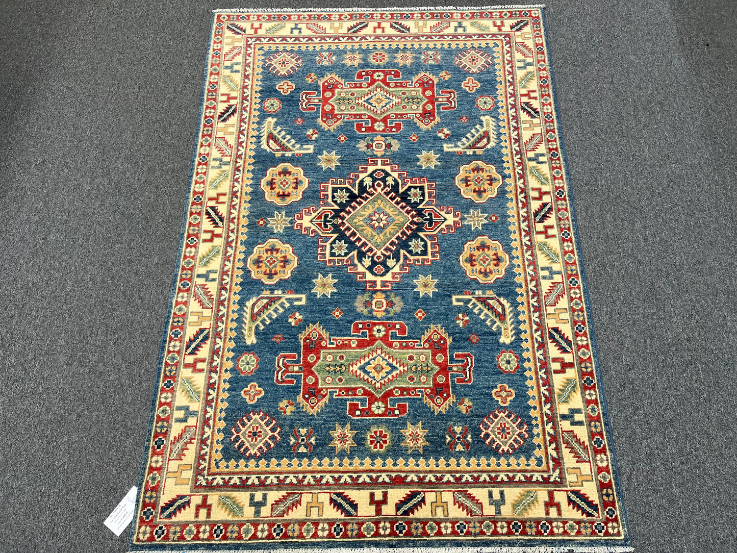4X6 Kazak Light Blue Handmade Wool Rug # 13604