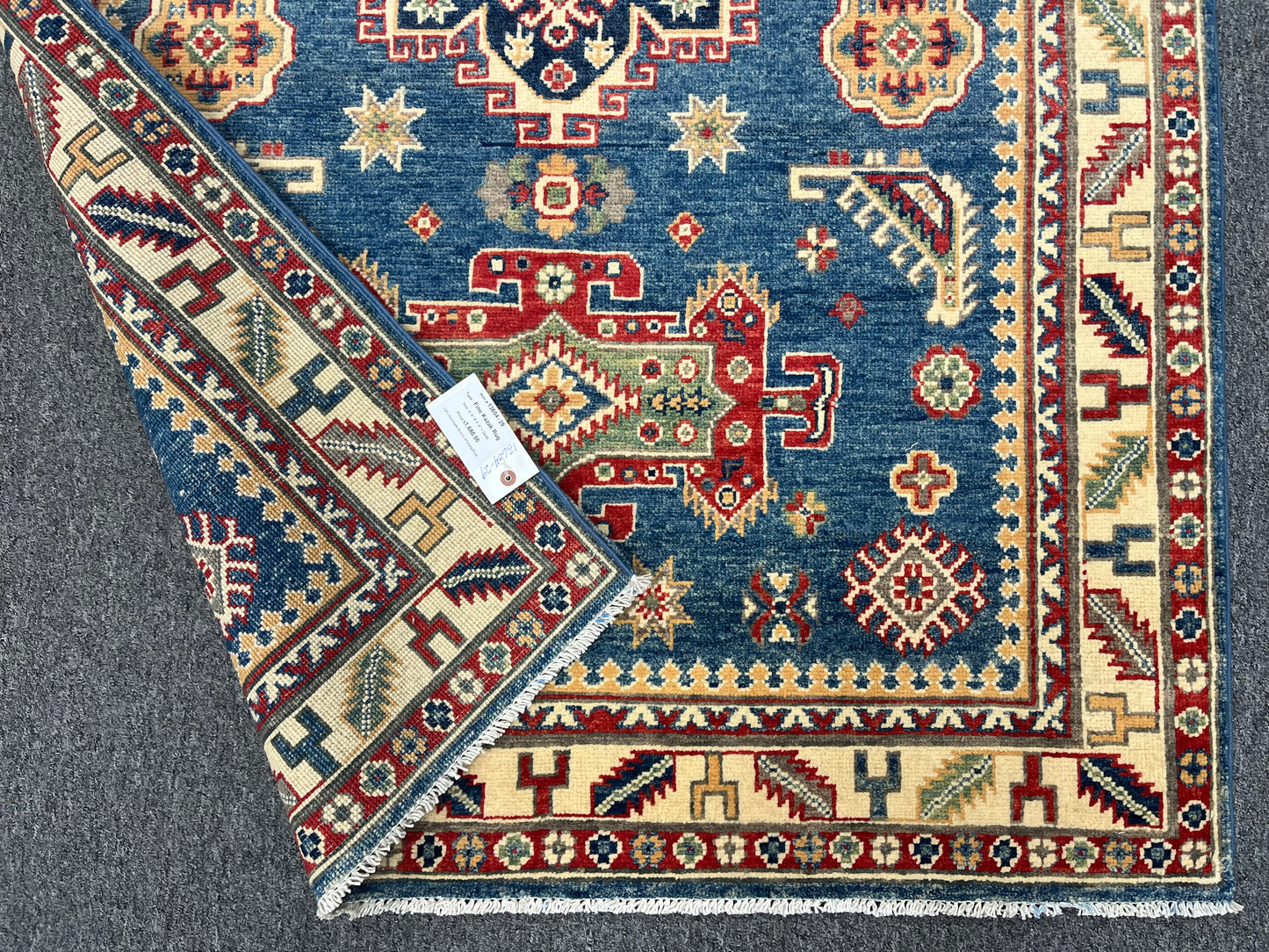 4X6 Kazak Light Blue Handmade Wool Rug # 13604