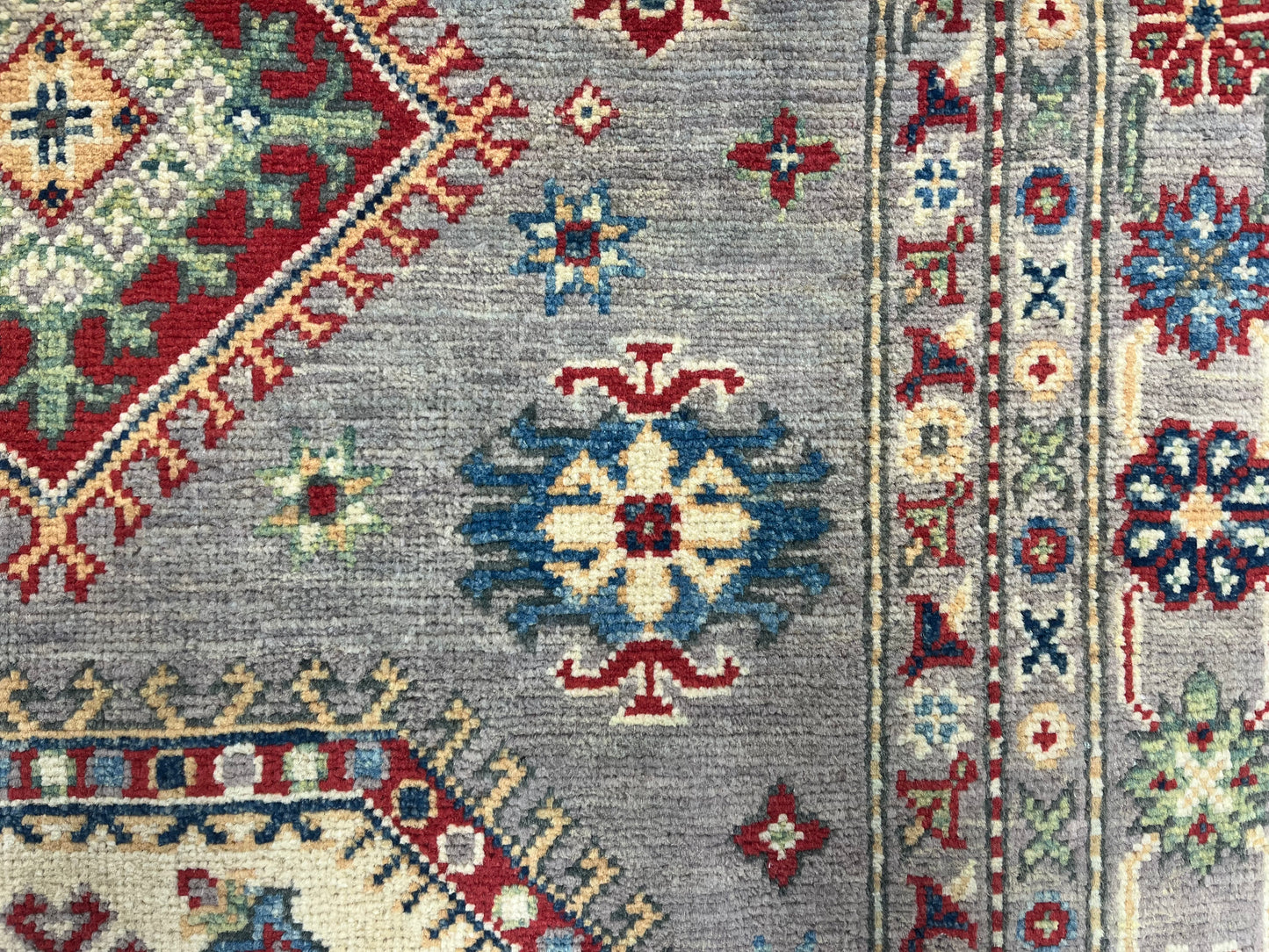 4X6 Kazak Gray Handmade Wool Rug # 13669