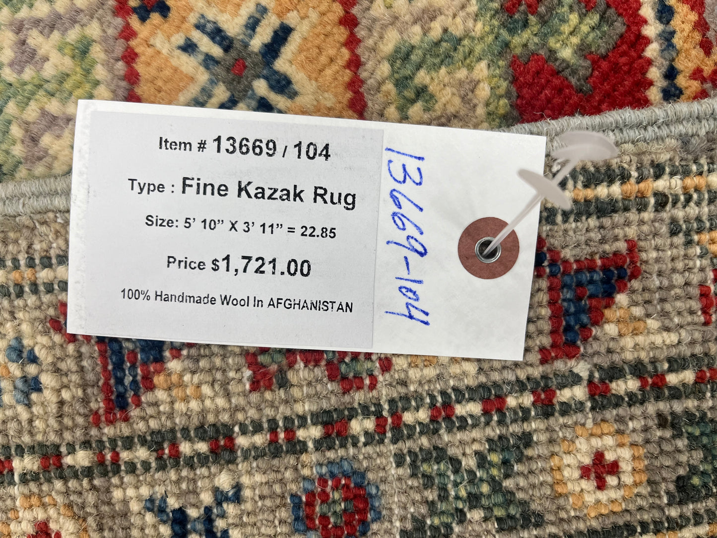 4X6 Kazak Gray Handmade Wool Rug # 13669