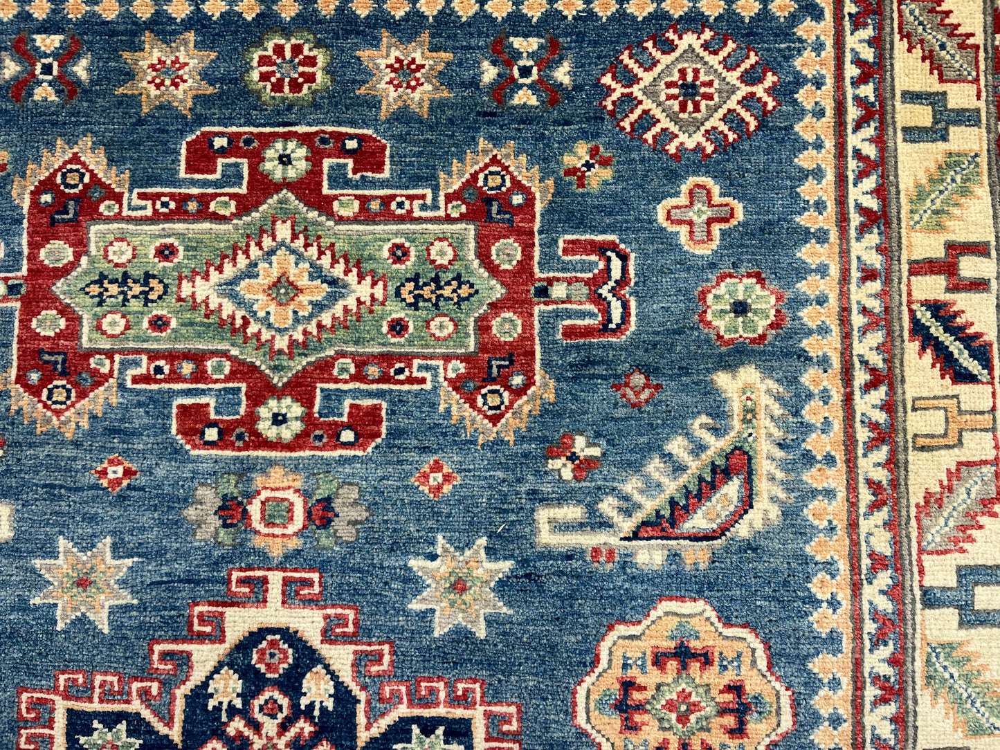 4 X 6 Kazak Light Blue Handmade Wool Rug # 13578