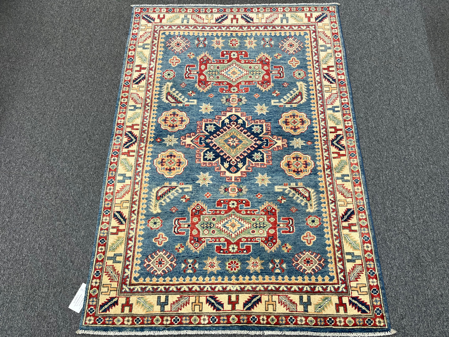 4 X 6 Kazak Light Blue Handmade Wool Rug # 13578