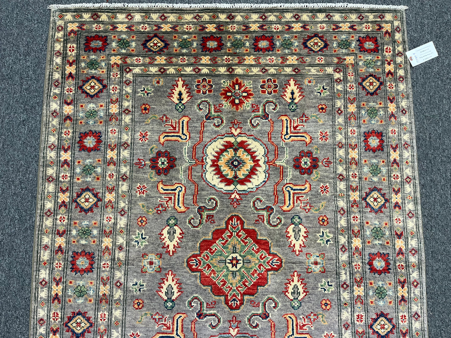 4X6 Kazak Gray Brown Handmade Wool Rug # 13583