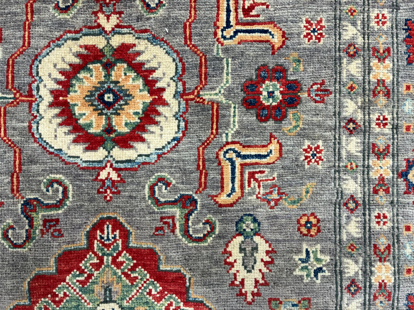 4X6 Kazak Gray Brown Handmade Wool Rug # 13583