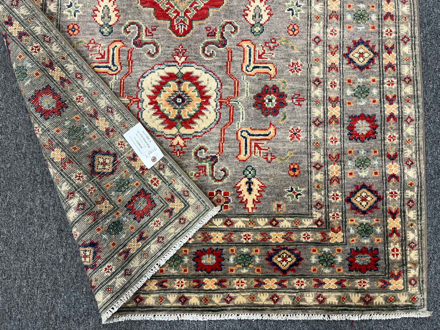 4X6 Kazak Gray Brown Handmade Wool Rug # 13583