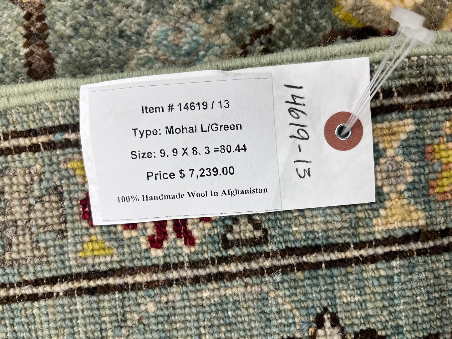 8X10 Afghan Mohal Blue Green Handmade Wool Rug # 14619