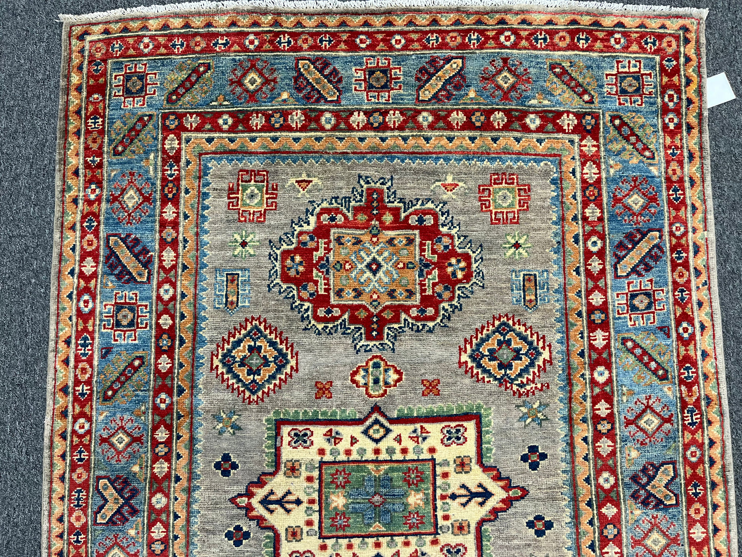 4X6 Kazak Gray brown Handmade Wool Rug # 13753
