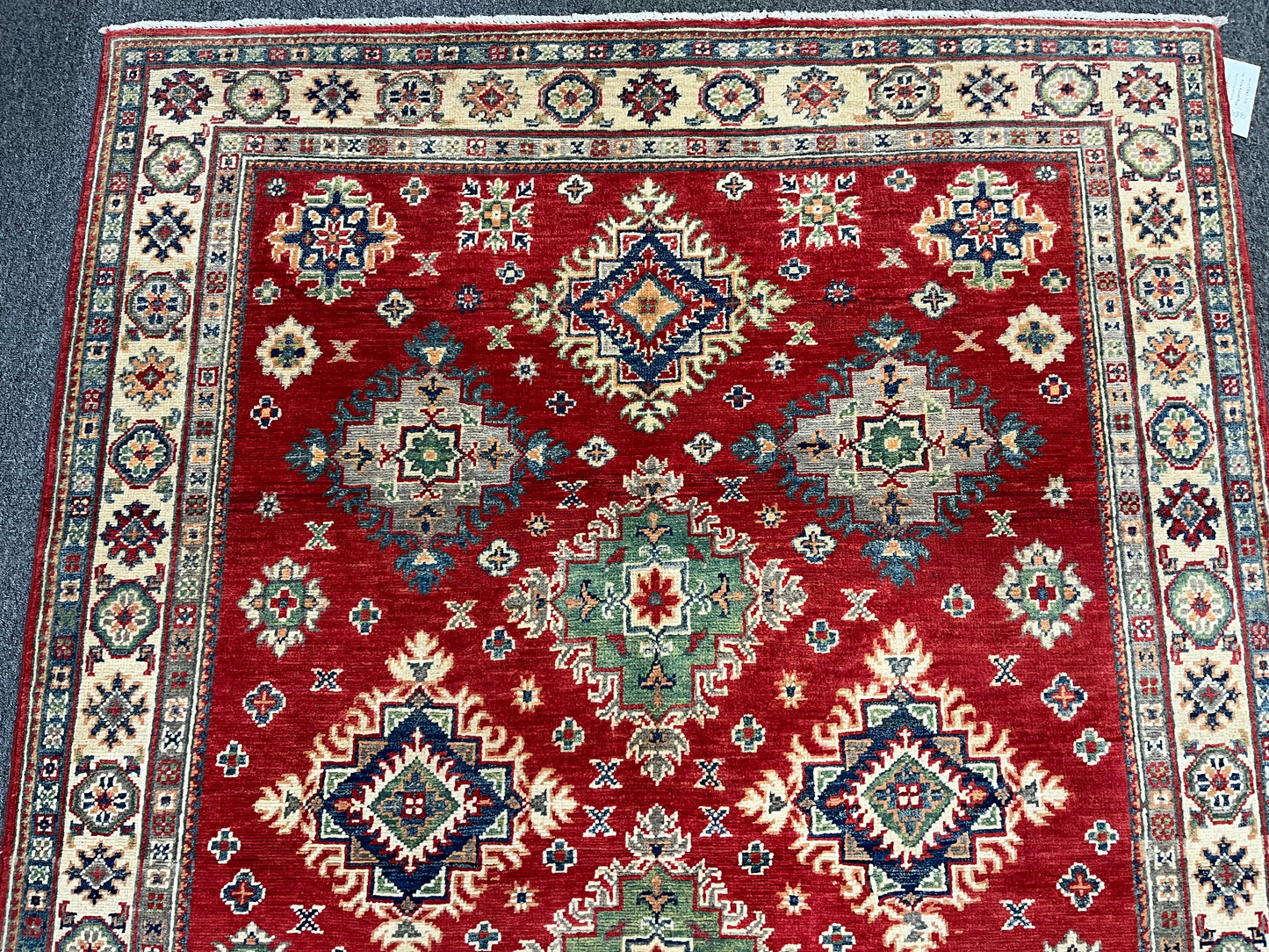Red/Beige 5X7 Kazak Handmade Wool Rug # 13842