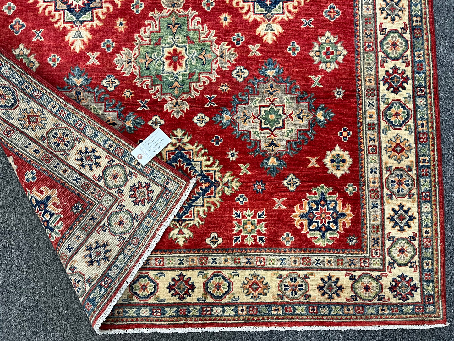 Red/Beige 5X7 Kazak Handmade Wool Rug # 13842