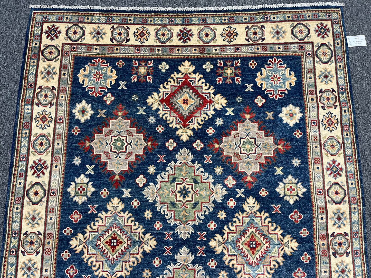 5X7 Kazak Navy Blue Handmade Wool Rug # 13705