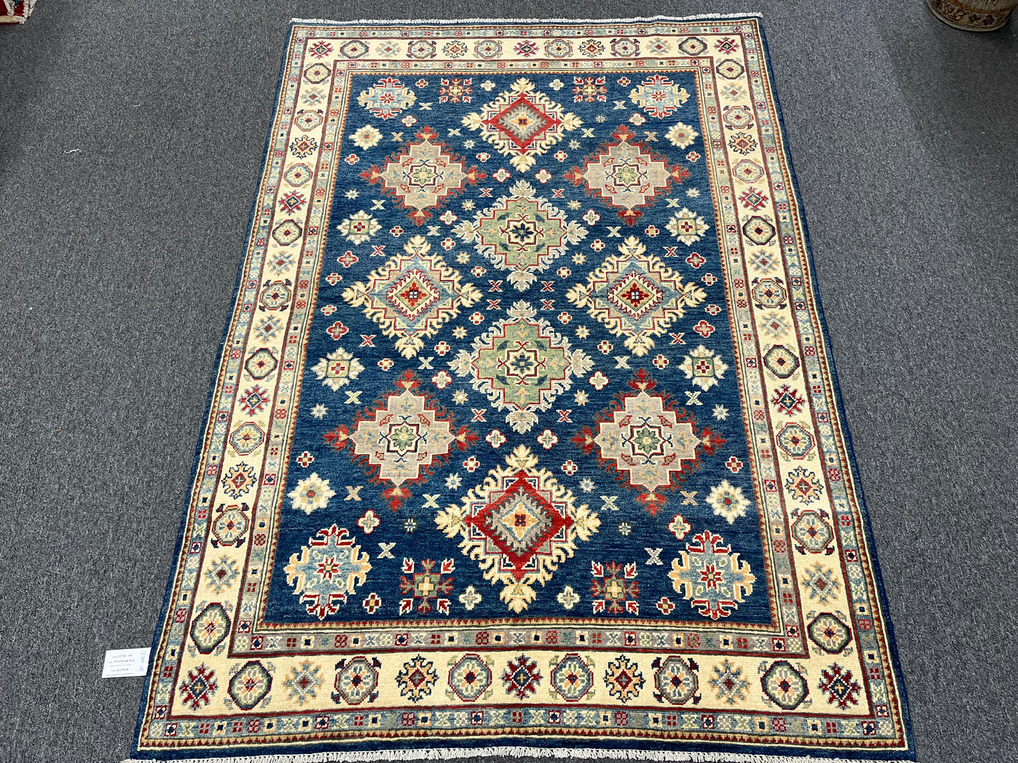 5X7 Kazak Navy Blue Handmade Wool Rug # 13705