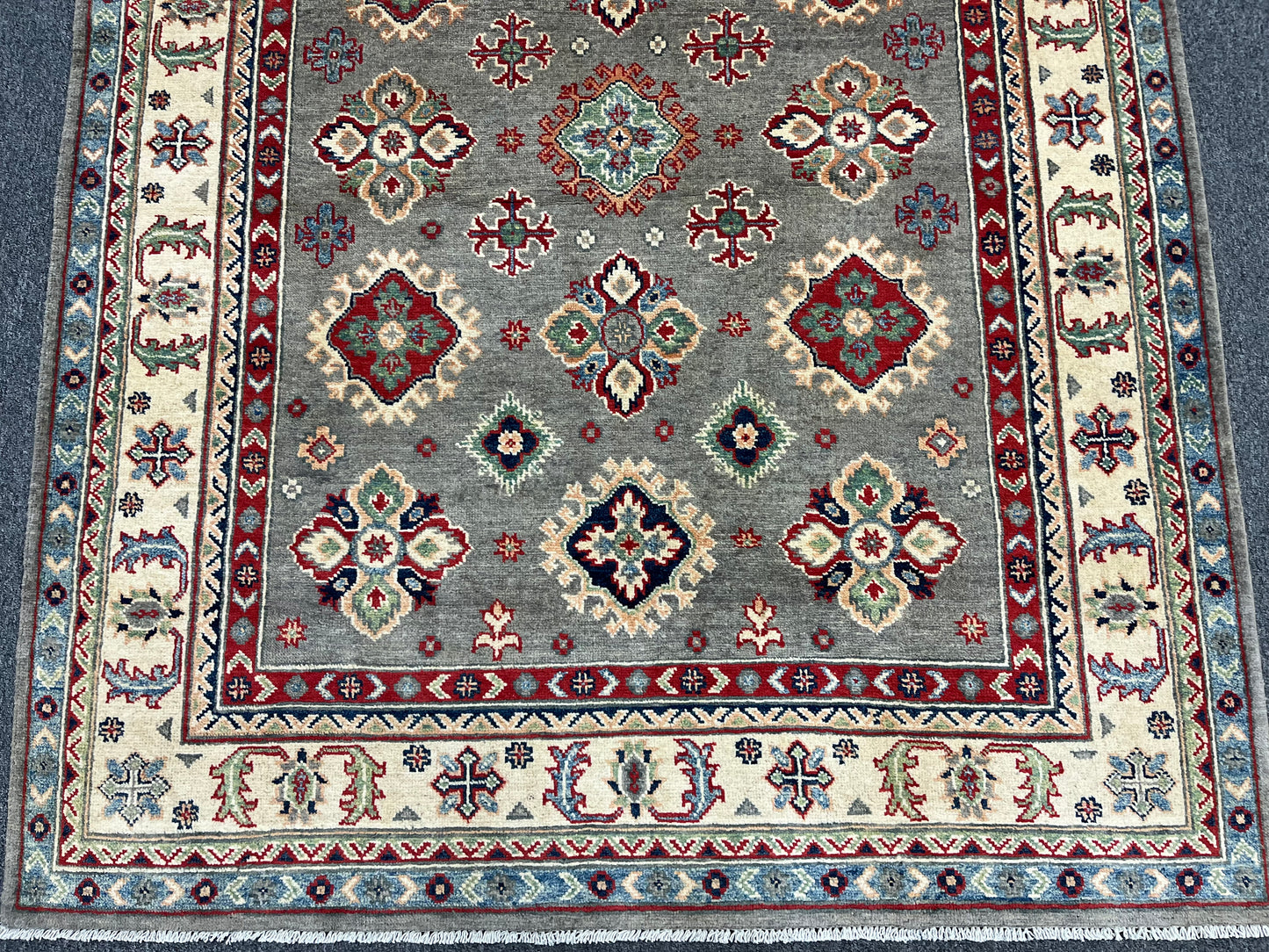 Kazak Gray 5X7 Tribal Handmade Wool Rug # 13613