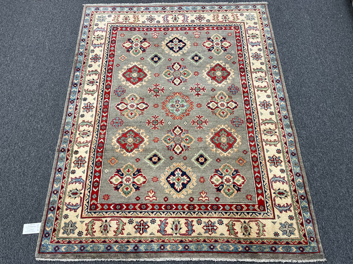 Kazak Gray 5X7 Tribal Handmade Wool Rug # 13613