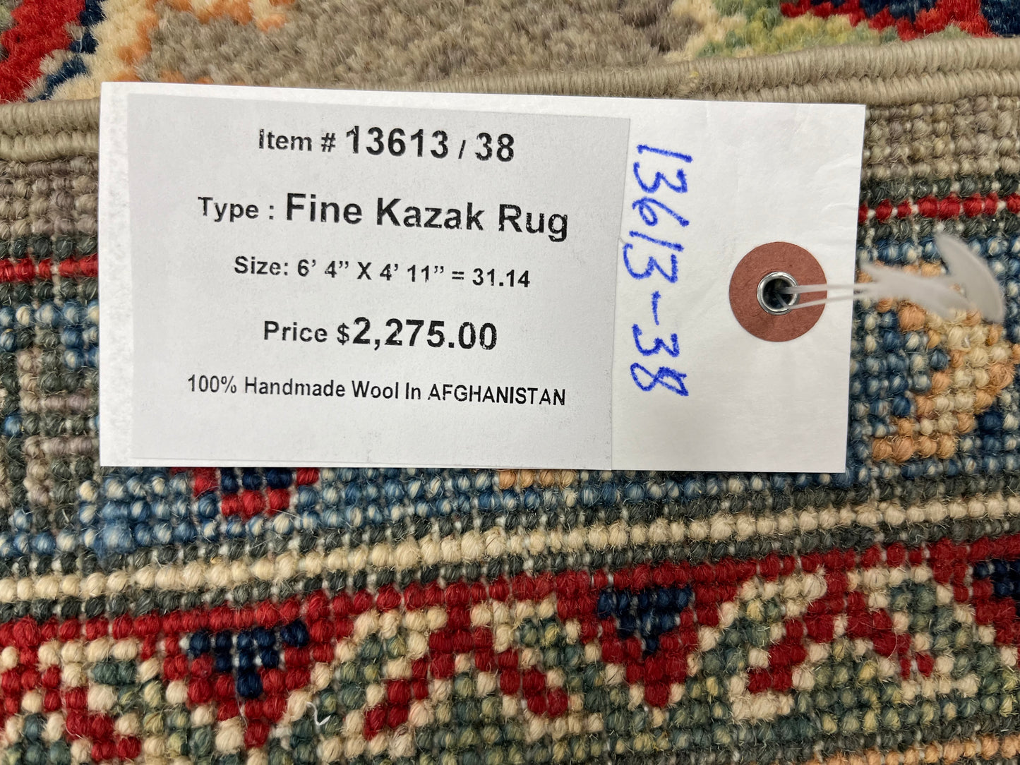 Kazak Gray 5X7 Tribal Handmade Wool Rug # 13613