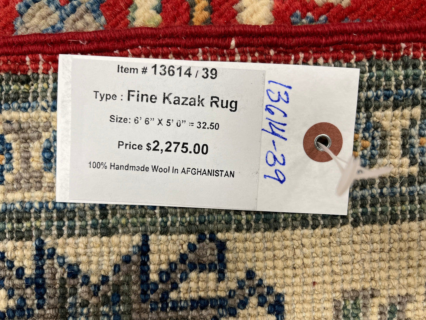 Red/Beige 5X7 Kazak Handmade Wool Rug # 13614